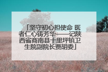 坚守初心担使命 医者仁心铸芳华——记陕西省商南县十里坪镇卫生院副院长贾胡委